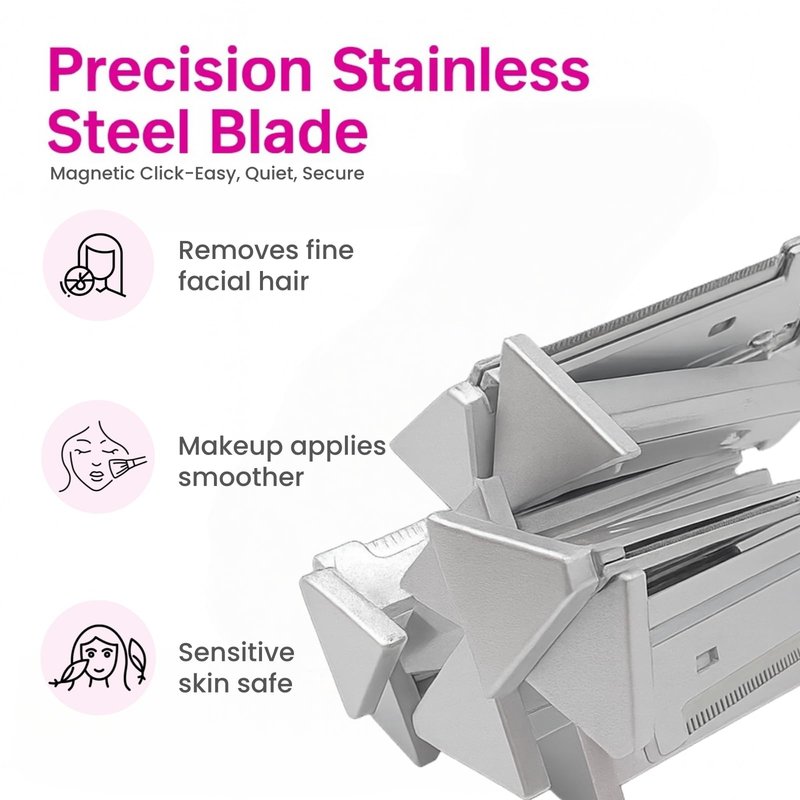 KmaxShip Dermaplaning Blades Refill, 8-Pack Replacement Blades for KmaxShip Dermaplaning Tool, Face Razor Blades for Peach Fuzz & Facial Hair Removal, Weekly Use, Easy Swap