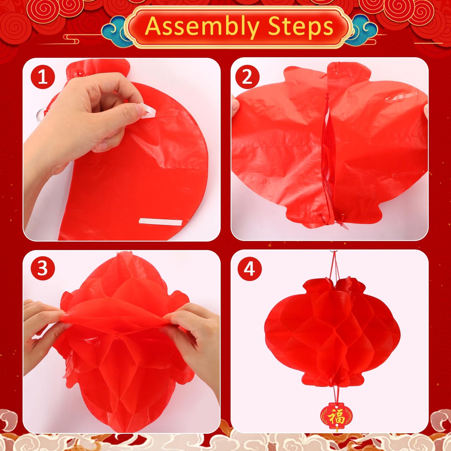BRIOYHA 14PCS 3D Chinese Dragon Decoration Set with Red Ball 12 Lanterns for 2026 Lunar New Year, Spring Festival Party Decor