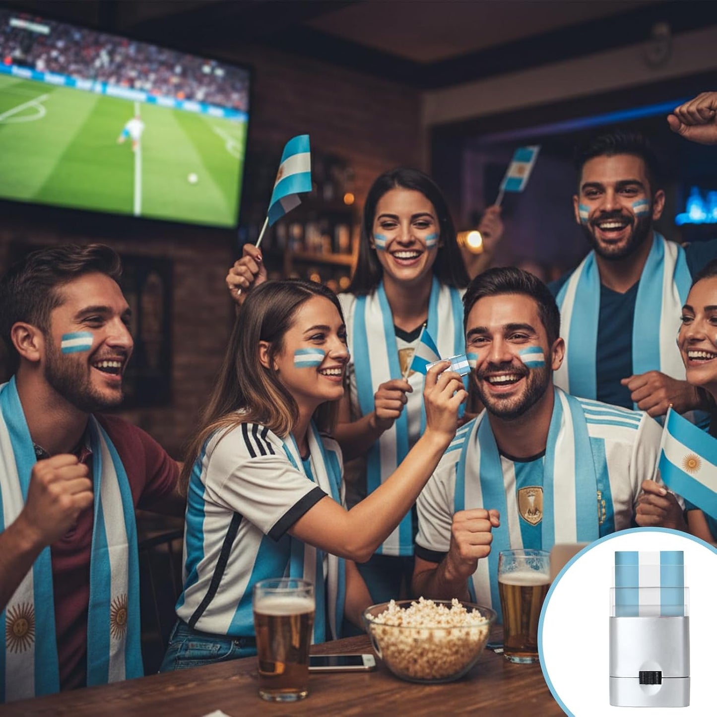 Blue & White Face Paint Sticks - Argentina Sports Makeup for Football, Soccer, Baseball & Softball Fans