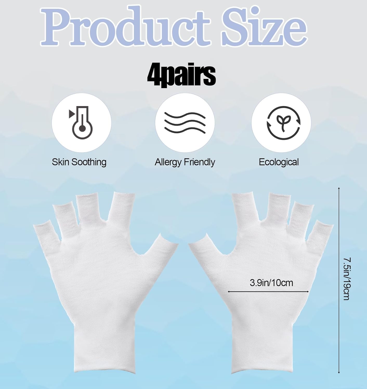 Eczema Gloves for Dry Hands - 4 Pairs Fingerless Cotton Gloves with 5 Open Fingertips | One Size Fits Most