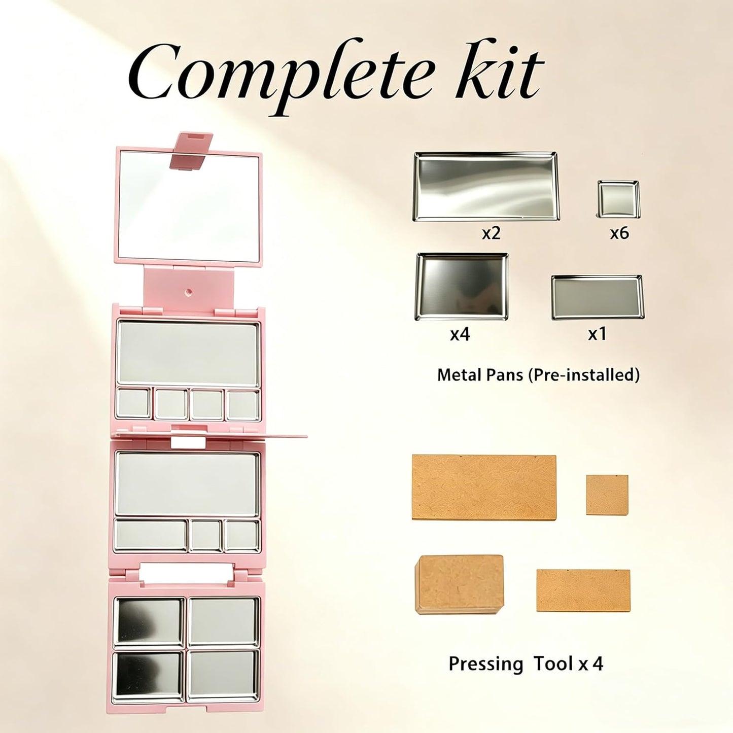 Magnetic Makeup Palette - 3-Layer Foldable Pink Palette with Dividers & 13 Empty Pans | DIY Lipstick Organizer, 20% Larger