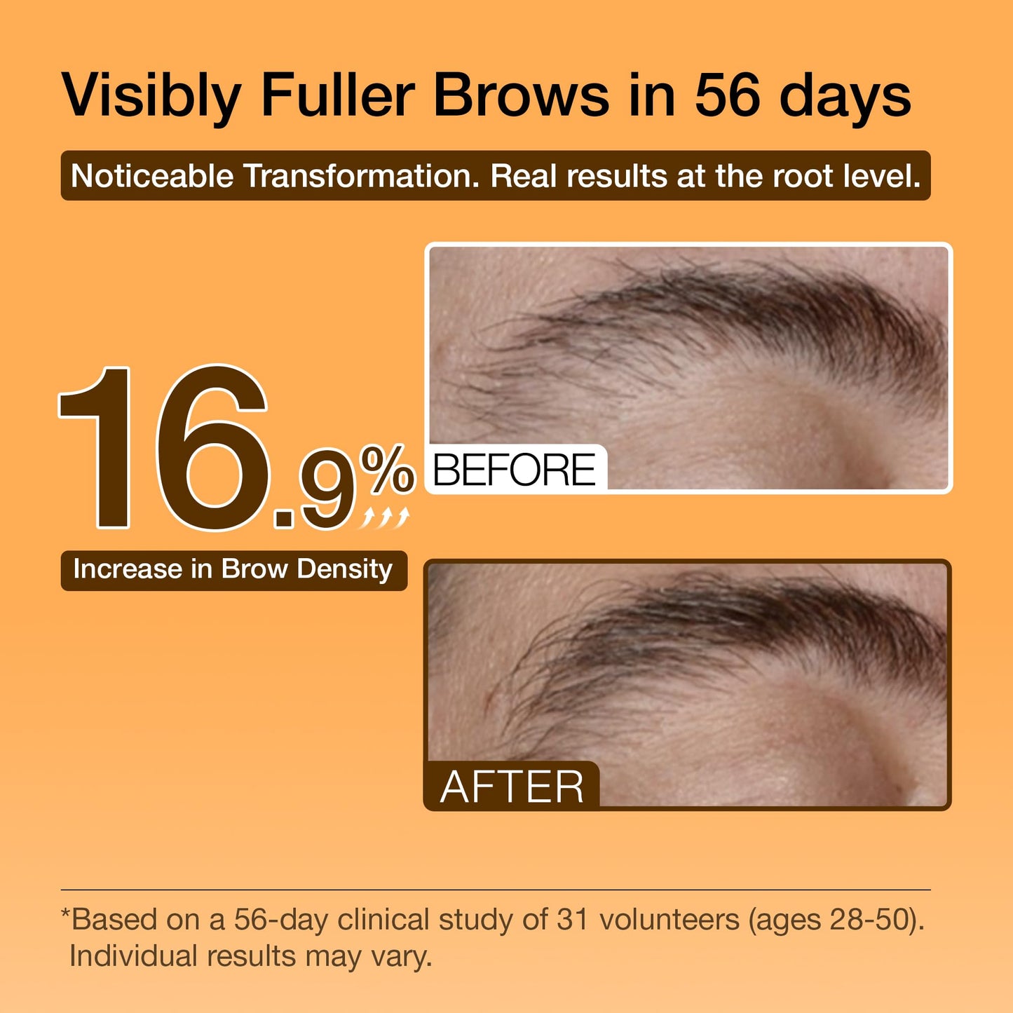 Eyebrow Growth Serum with 5 Peptides & Resurrection Plant, Supports Fuller, Healthier-Looking Brows, Roll-On for Brows, 8ml for Men & Women