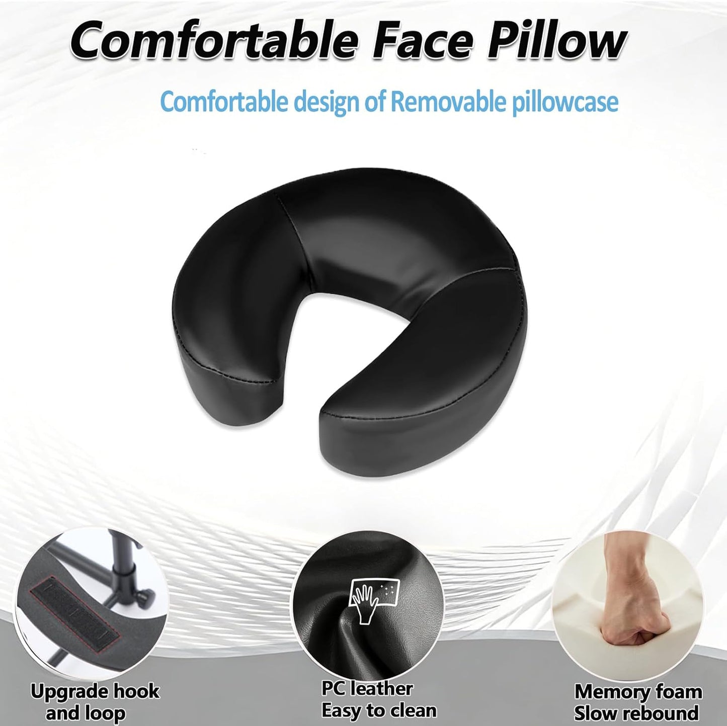 Adjustable Massage Headrest - Comfortable Face Cradle for Home Use | Ideal for Post-Surgery & Sleep (Black)