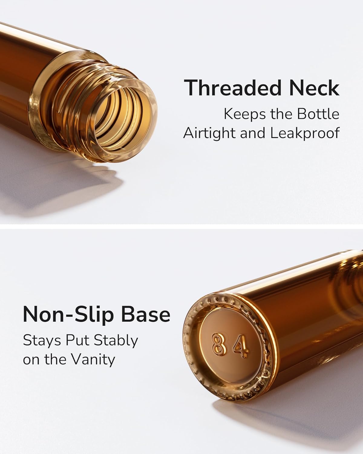 Essential Oil Roller Bottles - 48-Pack 10ml Amber Glass with Stainless Steel Roller Balls | Waterproof Labels