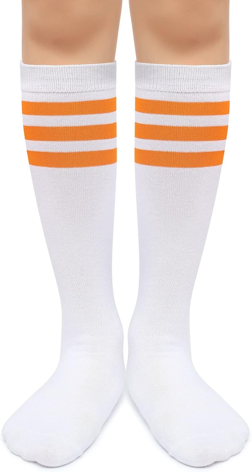 Kids Over the Calf Tube Socks - Soft Cotton Athletic Stripes for Boys & Girls | Comfortable Fit