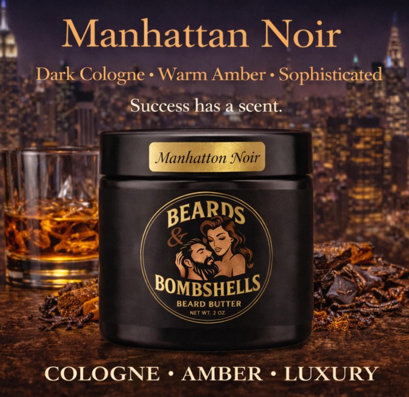 Beards & Bombshells Hydrating Beard Butter, Light Whipped, Non-Greasy, Softens Hair, Tames Frizz, Adds Light Shape (Manhatton Noir)