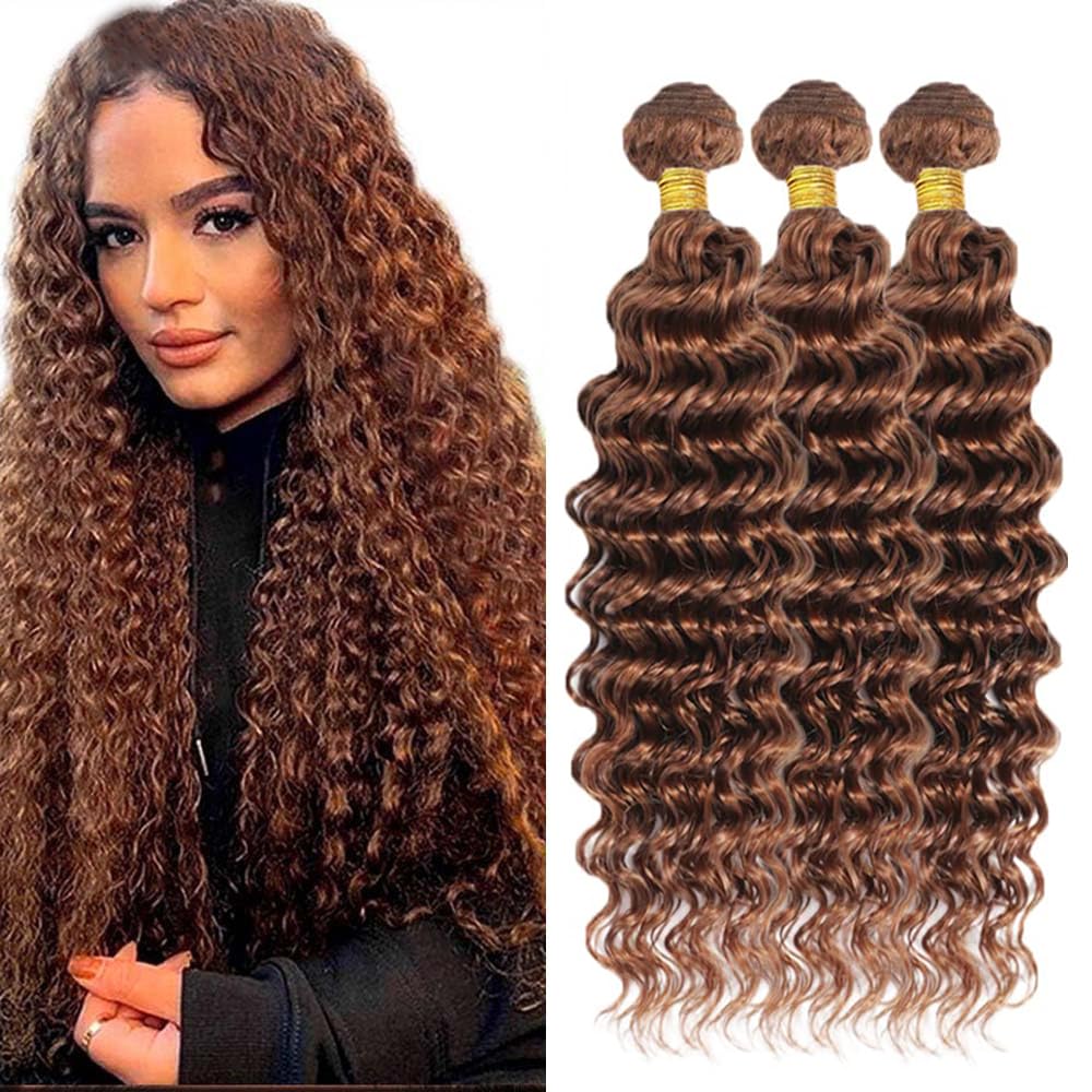 #30 Brown Bundles Human Hair Water Wave Bundles 20 20 20 Inch Light Brown Water Wave Bundle Unprocessed Brazilian Virgin Weave Hair 3 Bundle 50 Gram Per Bundle