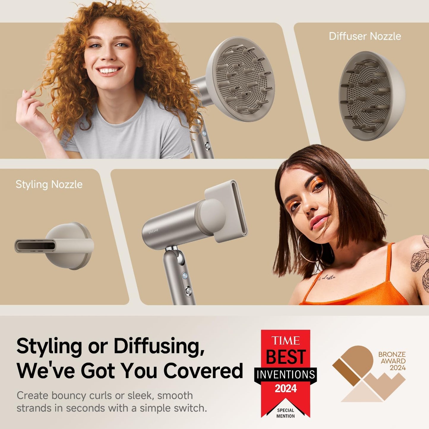 Dreame Pocket Hair Dryer - Portable Folding Blow Dryer with Diffuser | Fast Drying, Lightweight, Low Noise for Travel & Home
