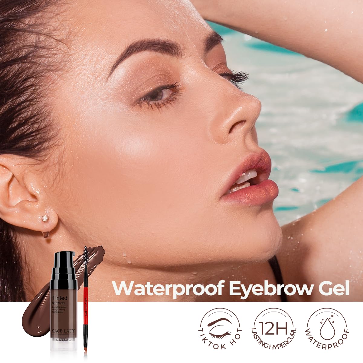 SACE LADY 3D Eyebrow Gel Long Lasting 24 Hours Waterproof Smudge-proof Brow Cream Makeup Kit (01 LIGHT BROWN, 0.2Fl Oz)