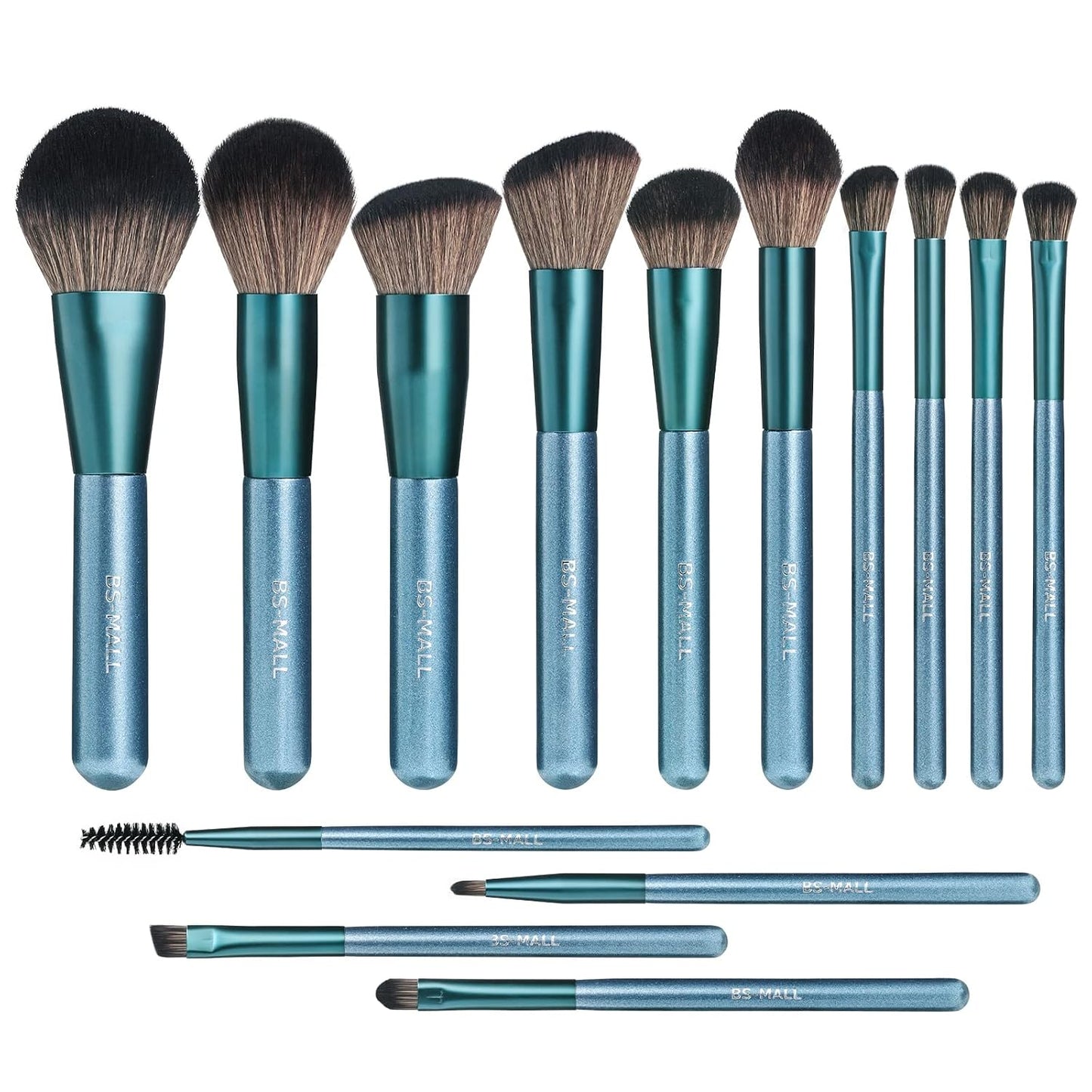 14 Pcs Makeup Brushes Set - Essential Foundation, Powder, Concealer & Eye Shadow Brushes with Travel Case | Bamboo