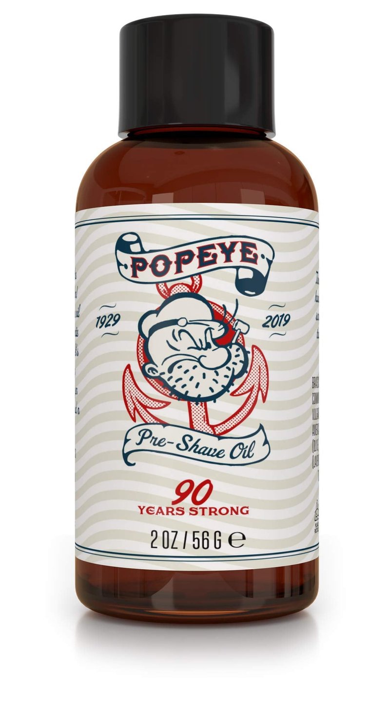 Popeye Shaving Co All-Natural Pre-Shave Oil for Men, Shaving Oil with Hydrating Protection Ideal for Sensitive Skin, Made in USA, Sandalwood Scent, 2 oz