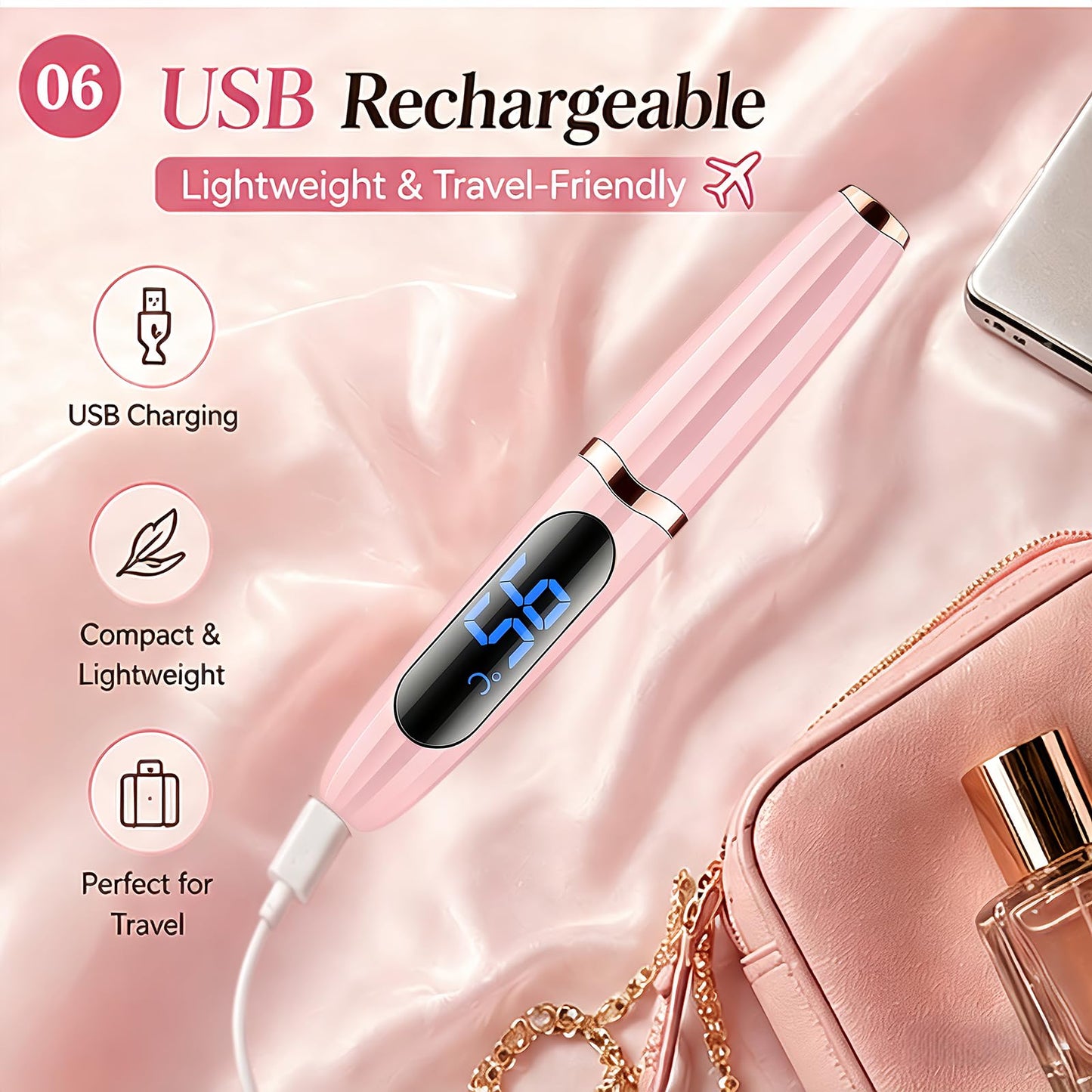 Heated Eyelash Curler - Heated Lash Curler Electric Eyelash Curler 3 Temp Settings for Makeup Tools for Achieving A Natural Curl and Long Lasting Eyelashes, Designed for Women, Pink AA