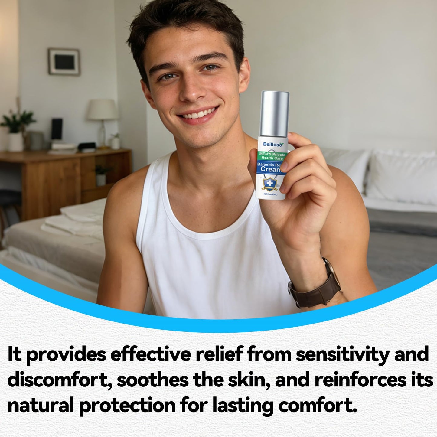 Beilloso Balanitis Treatment for Men, Miconazole Antifungal Cream， Effectively Relieves Jock Itch, Redness, Dryness, Irritation - Balanitis Gentle Care Cream（1oz）