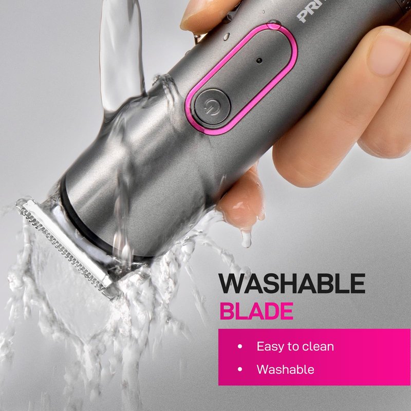 PRITECH Hair Trimmer for Women, Waterproof Bikini Trimmer for Women for Wet & Dry Use, Rechargeable Pubic Hair Trimmer Women, Women Electric Razor&Shaver with Standing Recharge Dock