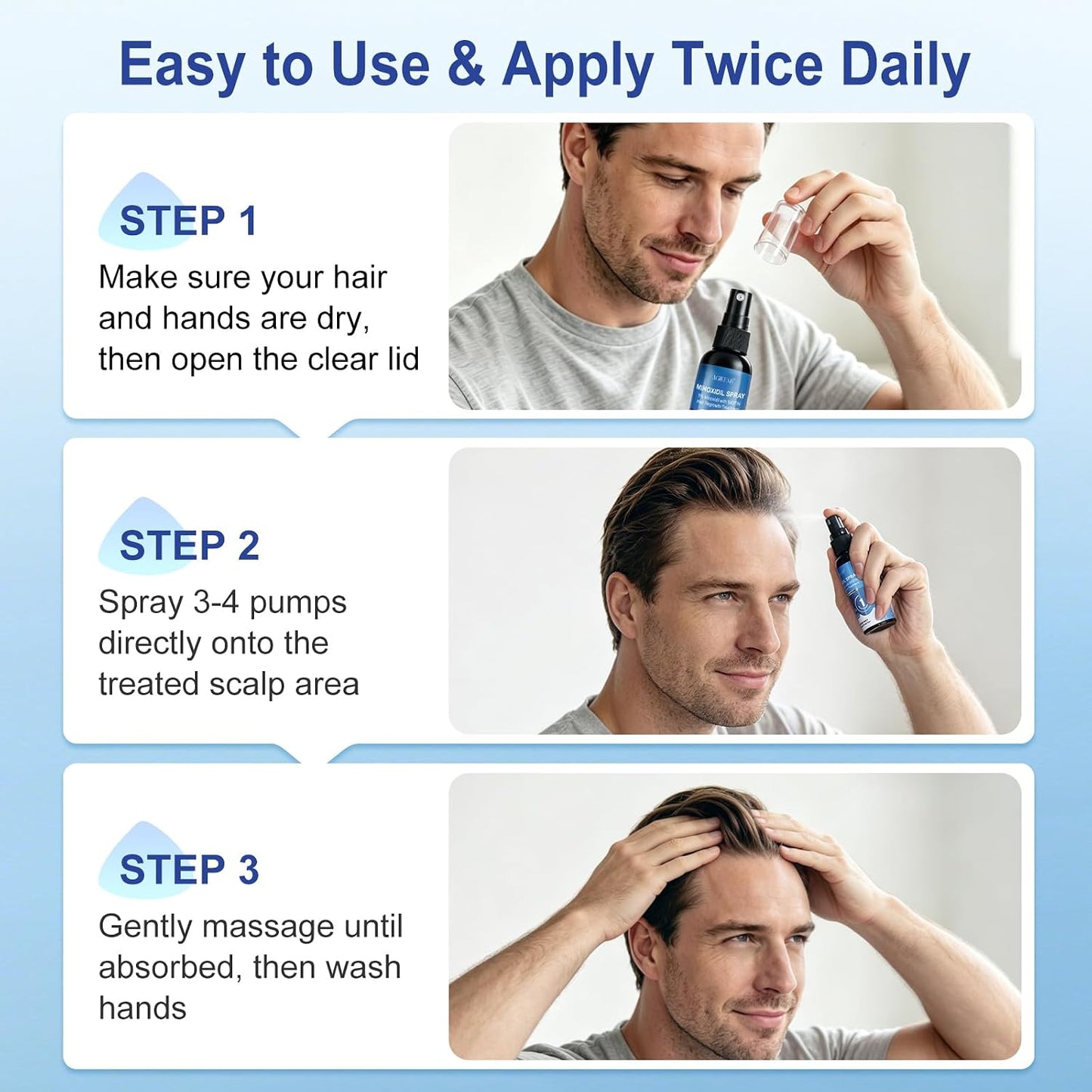 Minoxidil Spray for Hair & Beard Regrowth - 5% Extra Strength, Biotin Infused | 8 Pack, 8 Month Supply
