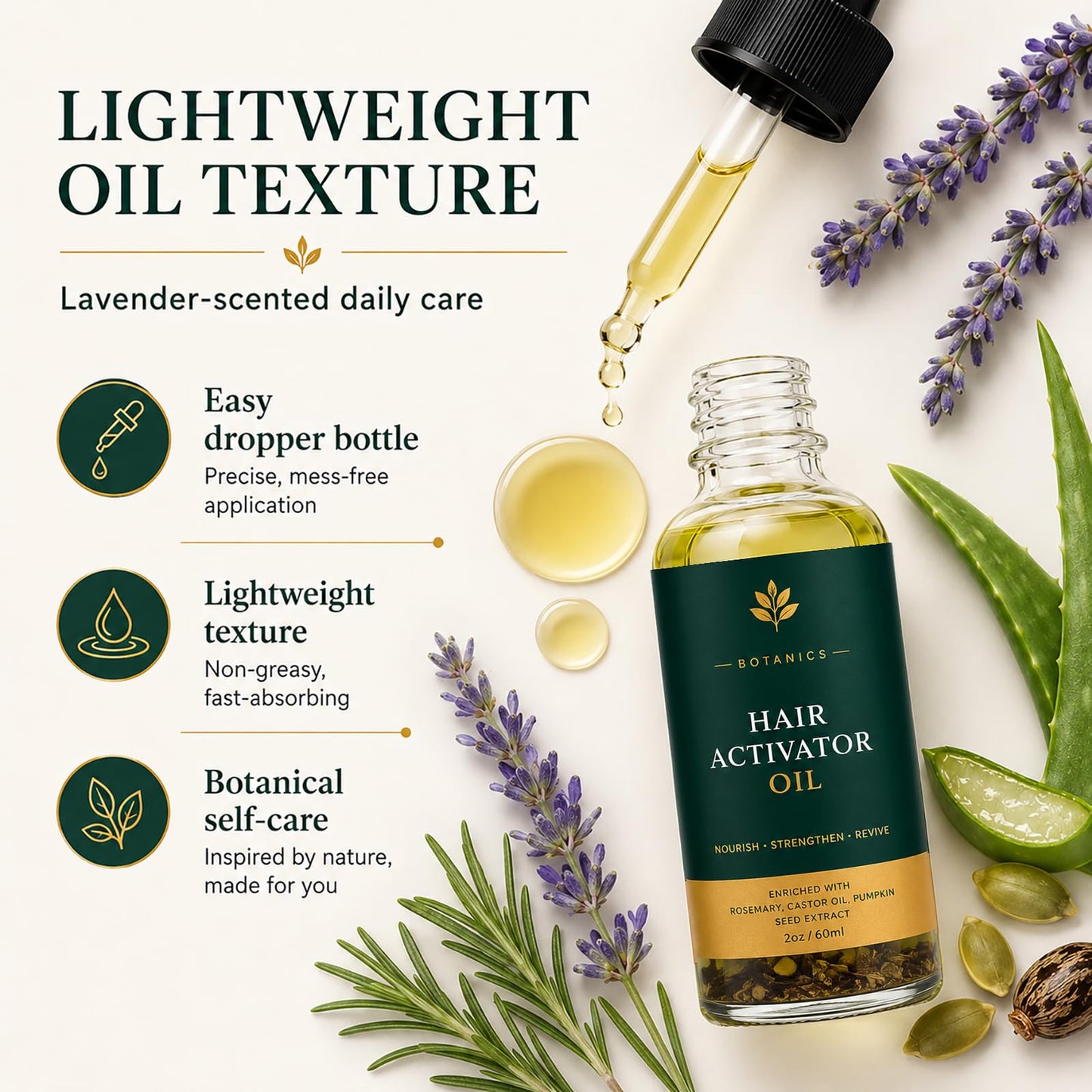 BCYXLR Organics Hair Activator Oil, with Rosemary Oil, Castor Oil, Pumpkin Seed Extract, Aloe Vera & Vitamin E, Nourishing Scalp Oil for Smoother, Shinier-Looking Daily Care (1)