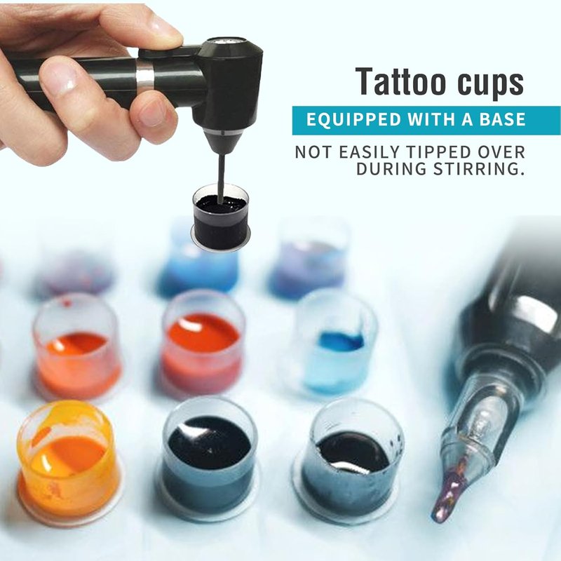 Tattoo Ink Mixer Machine Set - Electric Agitator with 100 Mixing Sticks & Cups | Perfect for Makeup & Eyebrow Color