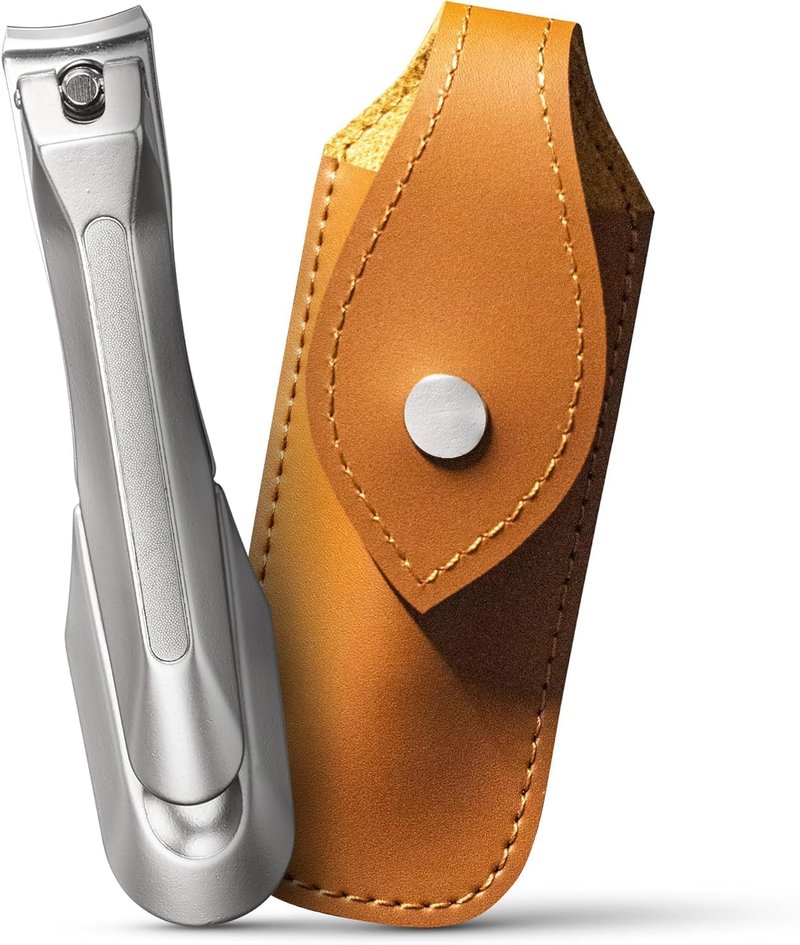 Japanese Stainless Steel Nail Clipper with Leather Case (Power L Size)