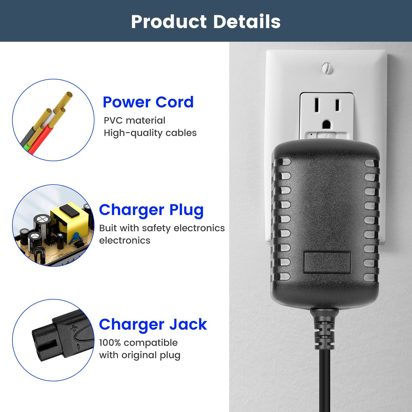 Charger for Andis ProFoil Lithium TS-1 & TS-2 Shaver for Andis17150 17155 17165 17170 17195 17200 17205 17220 Shaver Quick Recharge