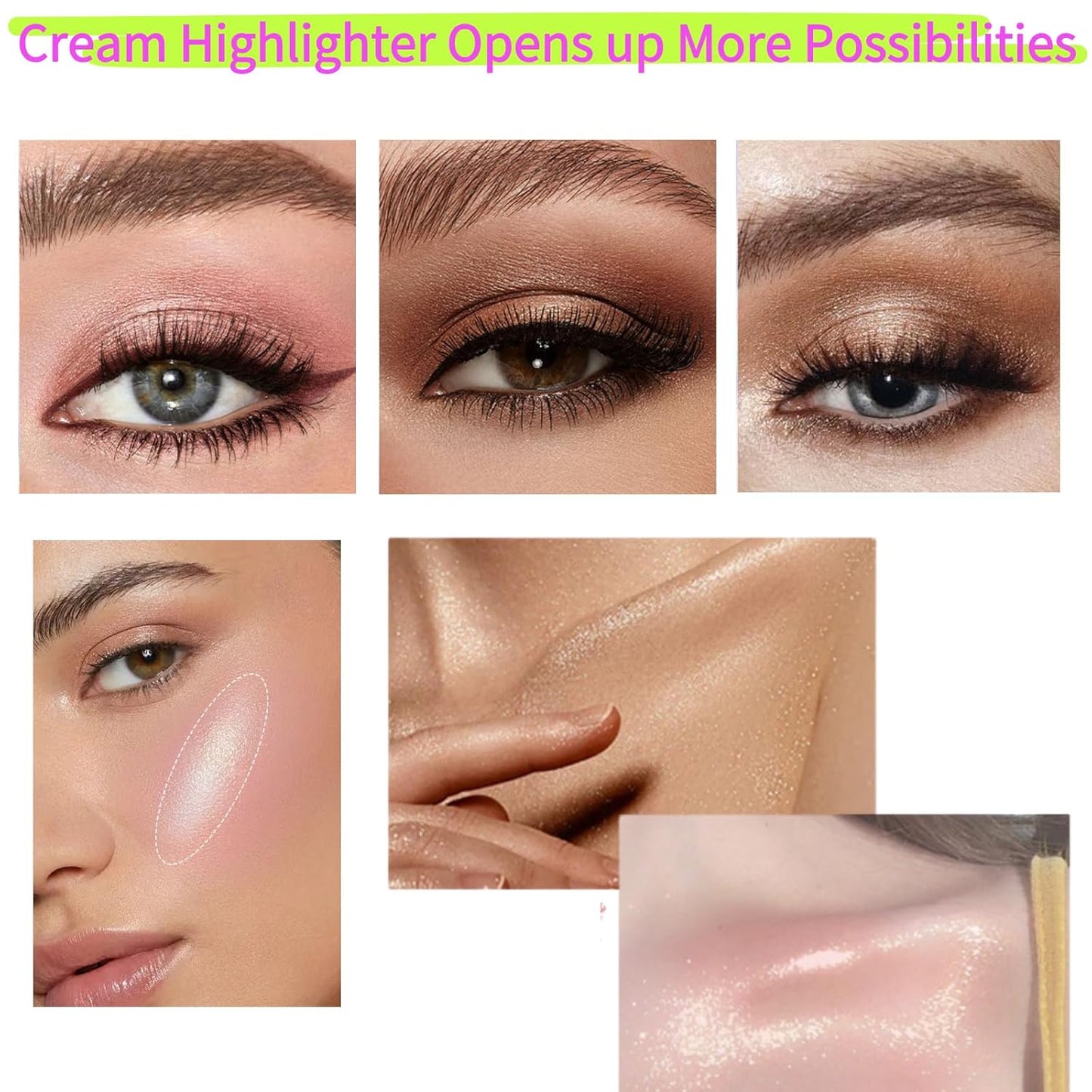 8-Color Cream Highlighter Palette - Lightweight & Waterproof for Mature Skin | Luminous Glow Makeup