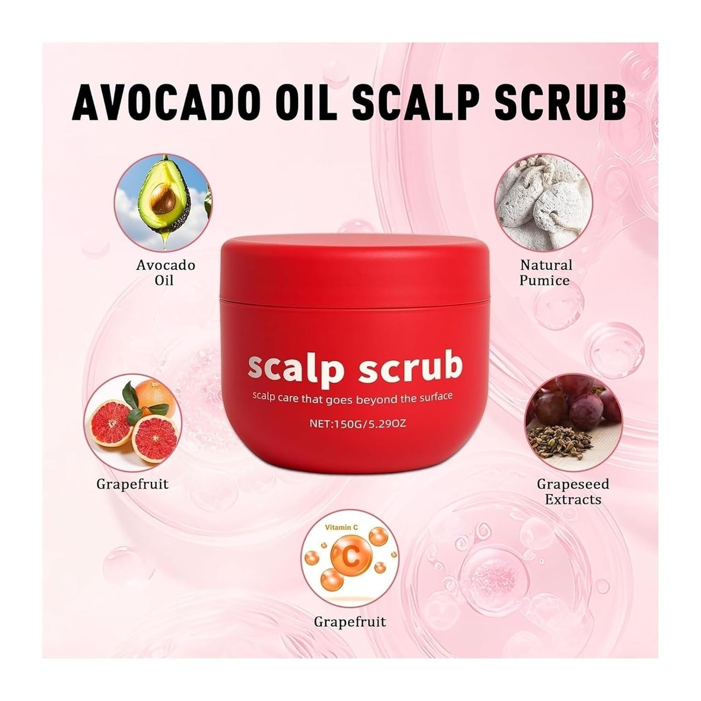 Avocado Oil Scalp Scrub - Nourishing Exfoliating Treatment for Healthy Hair