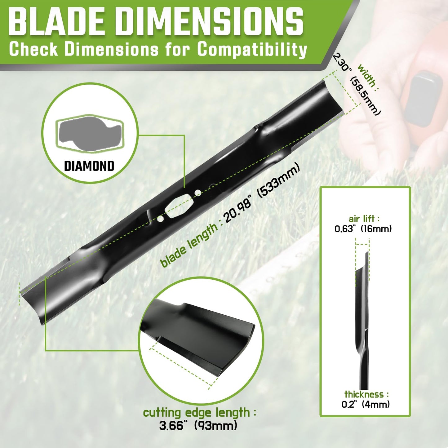 GardTok 2-Pack 21" Mulching Mower Blades Replacement for Cub Cadet MTD Troy-Bilt 742-05177-L 742P05177-L 490-110-C198 Craftsman CMXGZAM110199, Fits 42" Deck XT1 LT42 XT2 LX42 Z5200