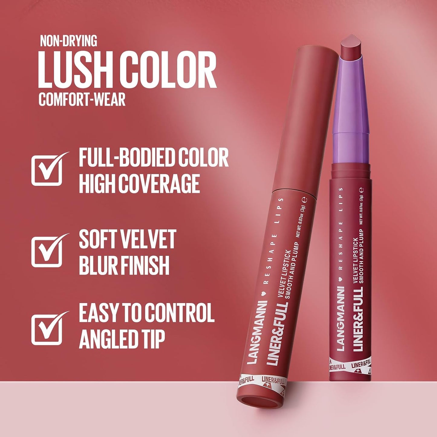 Langmanni Velvet Matte Lipstick Set - 8Pcs 2-in-1 Lip Liner & Full-Size Lipstick | Unique Teardrop Shape Gift for Women