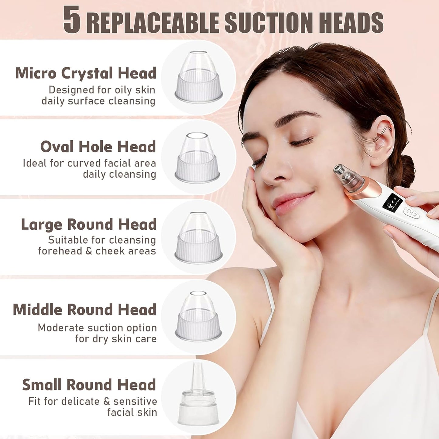 Blackhead Remover Pore Vacuum - USB Rechargeable Facial Cleaner with 5 Suction Levels & Probes | Effective Acne Treatment Tool