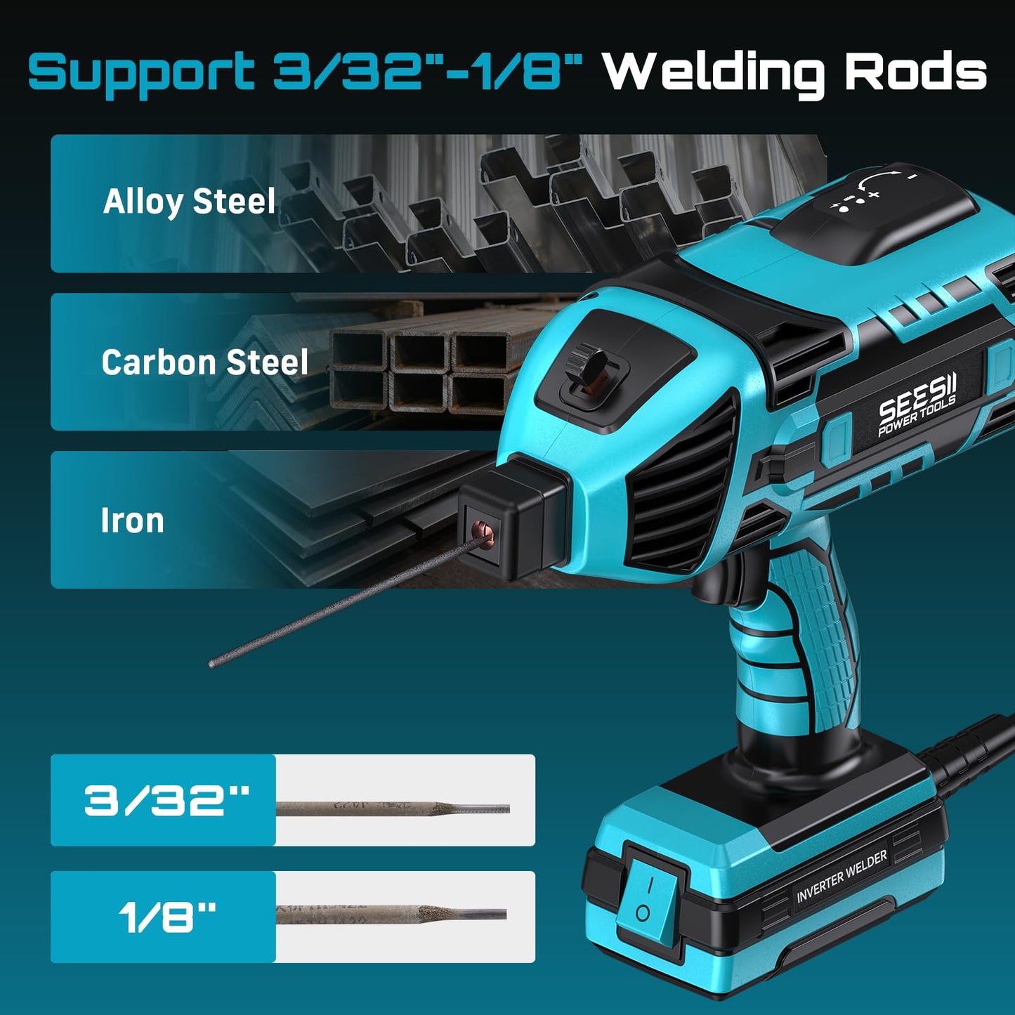 Seesii 110V 120A ARC Portable Handheld Welding Machine for 3/32"-1/8" Rods
