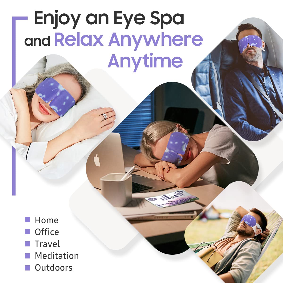 Steam Eye Mask - 10-Pack Self-Heating Disposable Spa Warm Compress | Relaxation Gifts for Women - Lavender Scent