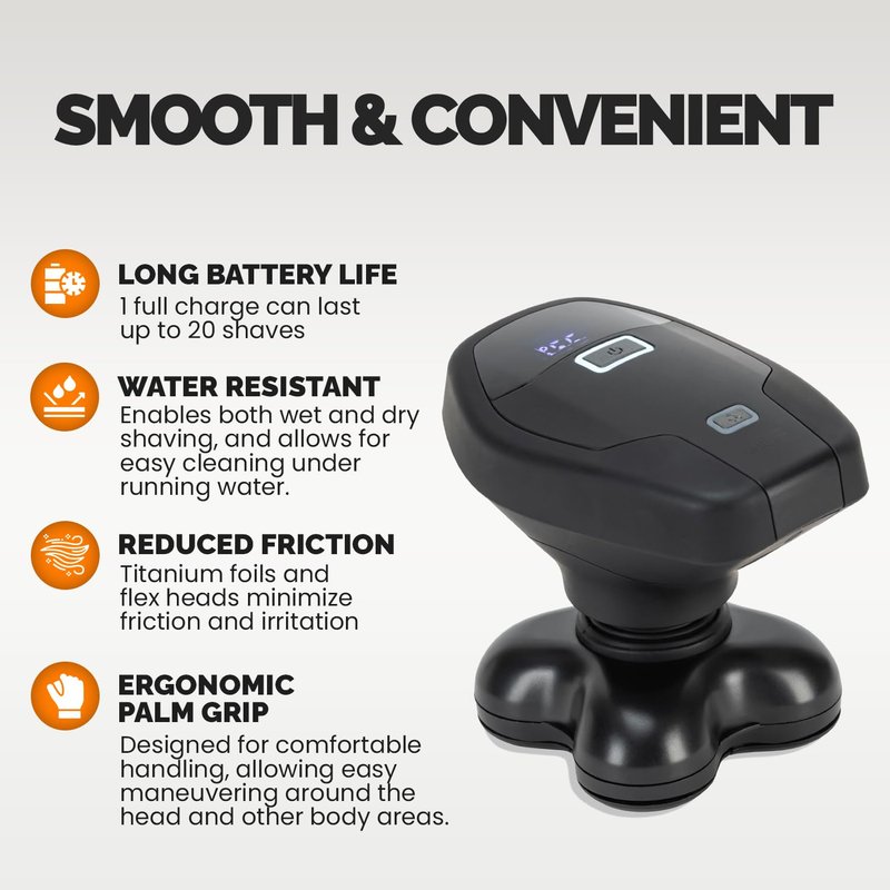Brio Raze Head Shaver 2.0 for Bald Men, Cordless 5-in-1 Electric Razor, Mens Grooming Kit & Bald Head Shavers for Men, Rotary Shaver for Smooth Shave (Black)