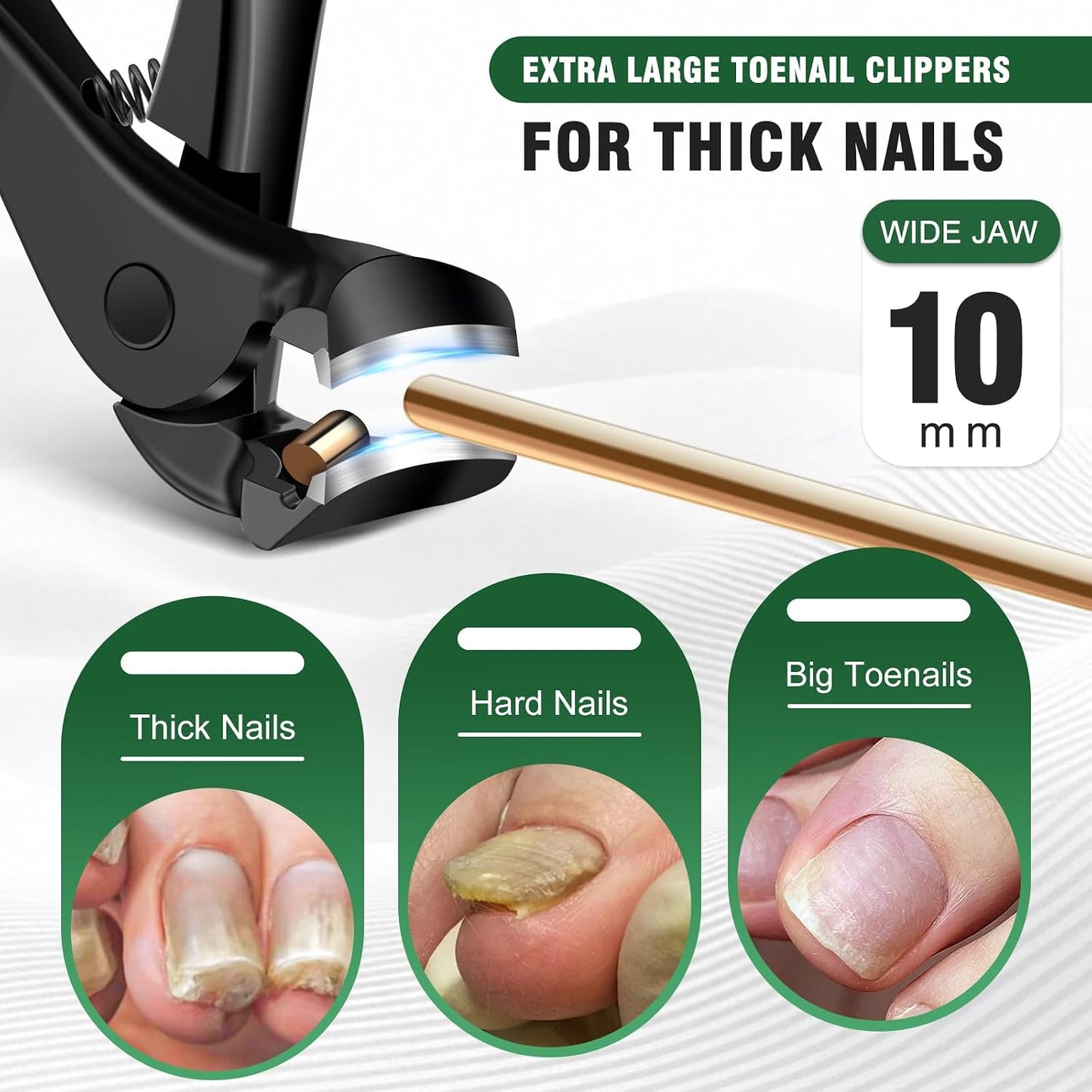 Toenail Clippers for Seniors - Long Handle Angled Head Design | 6-Piece Set for Thick & Ingrown Nails