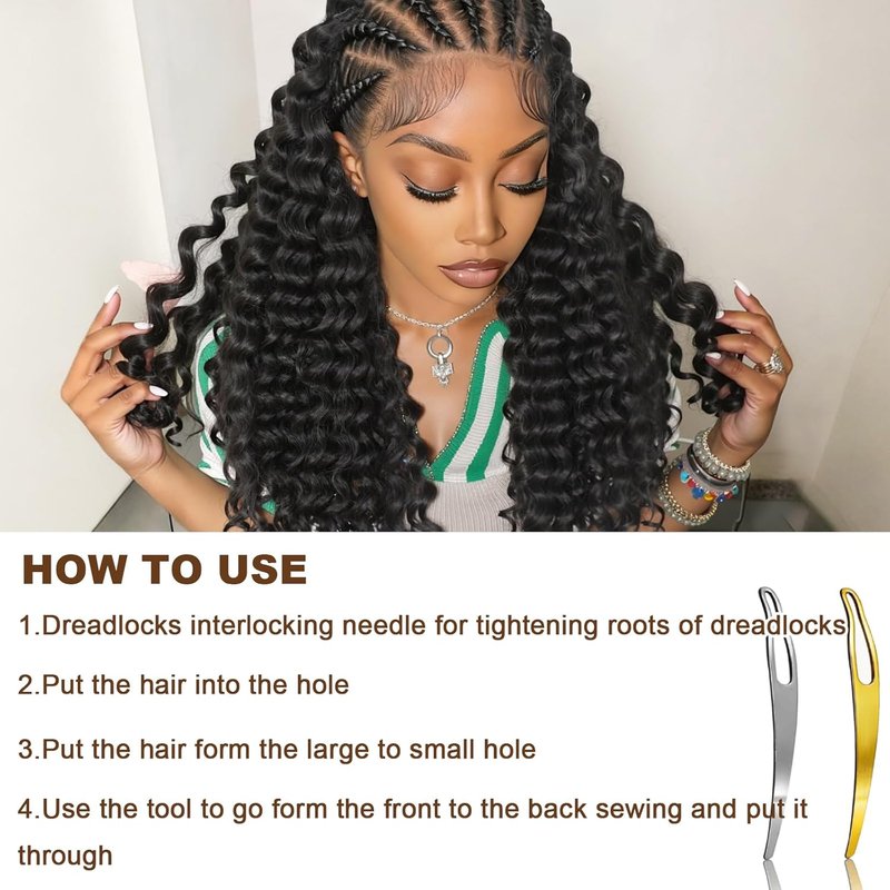 Interlocking Tool for Locs - Gold & Silver Crochet Needles | Dreadlock Maintenance Kit with Retightening Tool