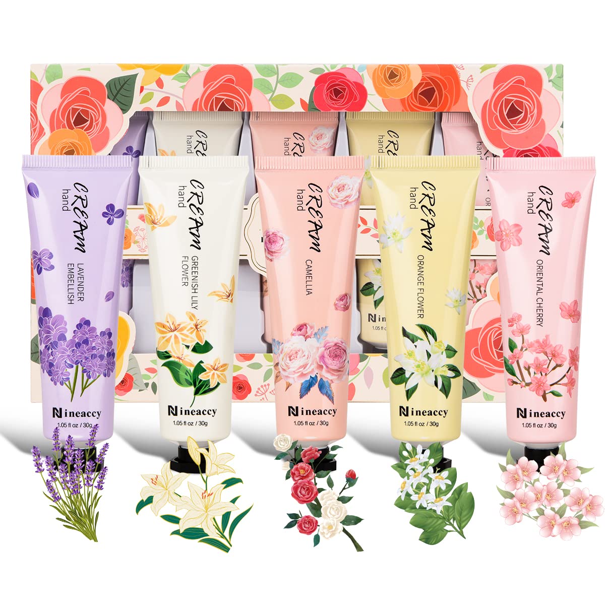 Hand Cream Gift Set - Moisturizing Relief for Extremely Dry Hands | Travel Size 5 x 1.0 oz (30ml)