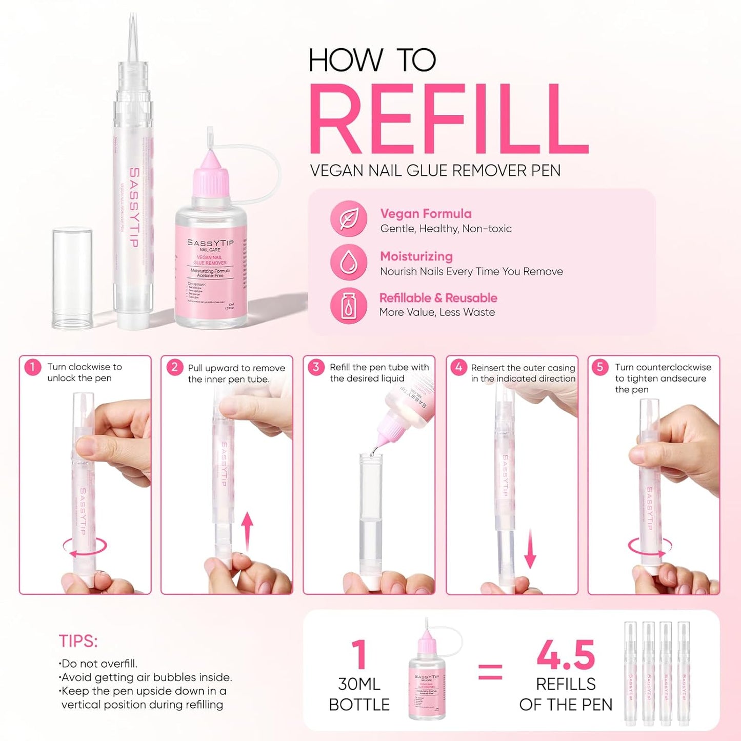 Nail Glue Remover | Acetone-Free Gentle Formula for Press-On & Acrylic Nails - 30ml
