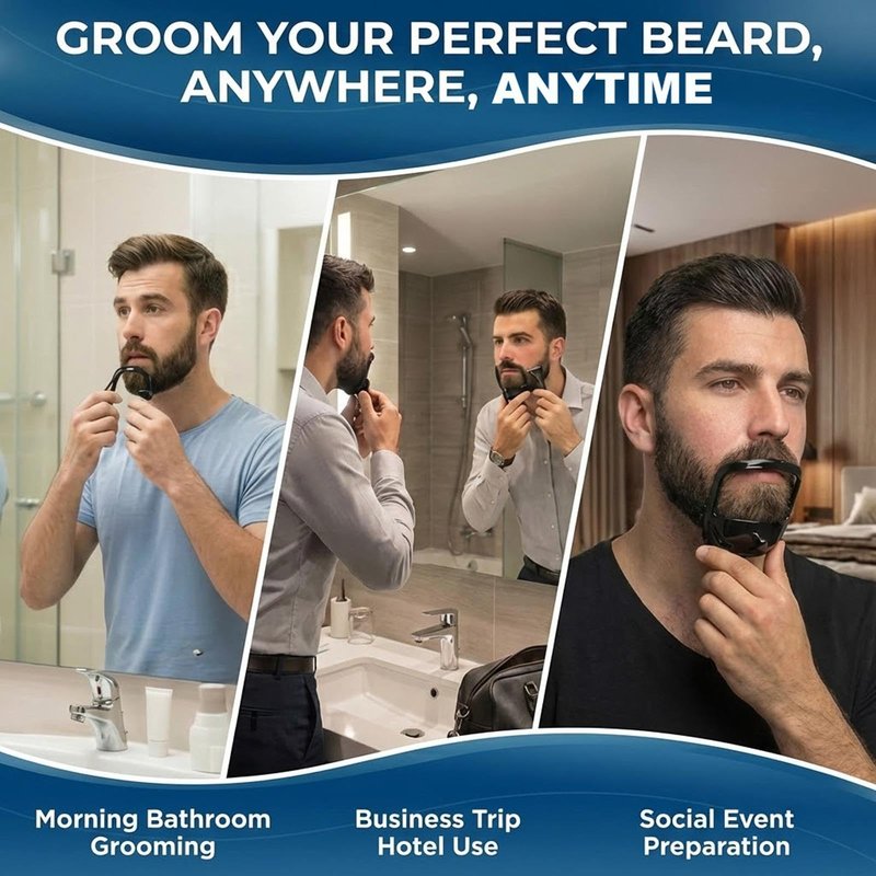 Goatee Shaper for Perfect Symmetry, Beard Shaper for Men with 5 Size Templates, Precision Goatee Template for Clean, Even Lines, Durable & Easy-to-Use Tool for Fast Home Grooming