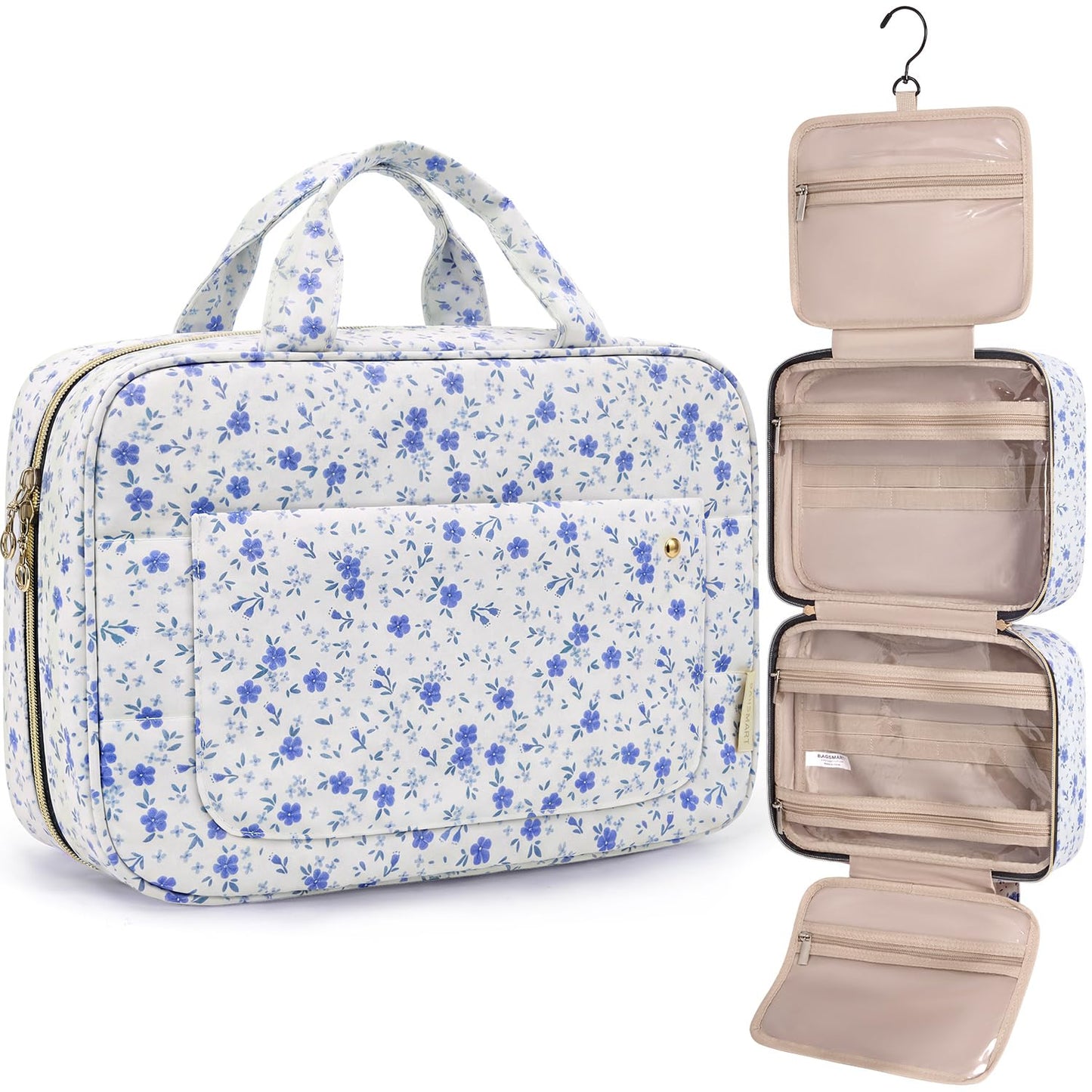 Toiletry Bag | Water-Resistant Travel Organizer with Hanging Hook - Medium Baby Pink
