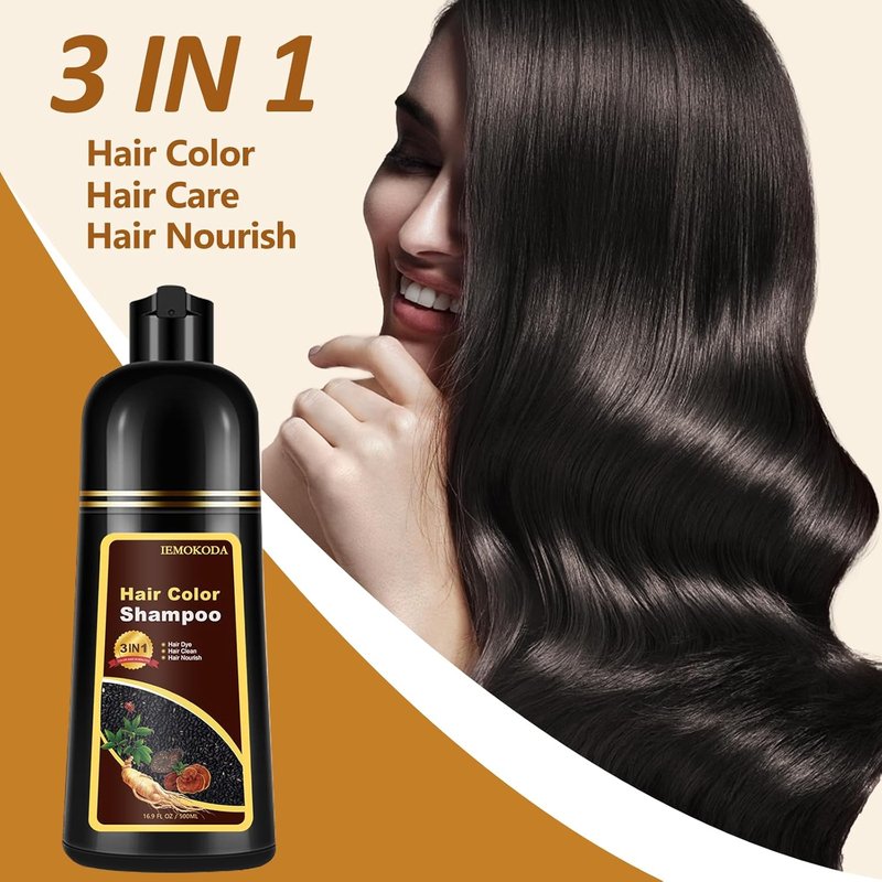 Natural Black Tea Hair Dye Shampoo - 3 in 1 Formula for 100% Gray Coverage | 16.9 Fl Oz