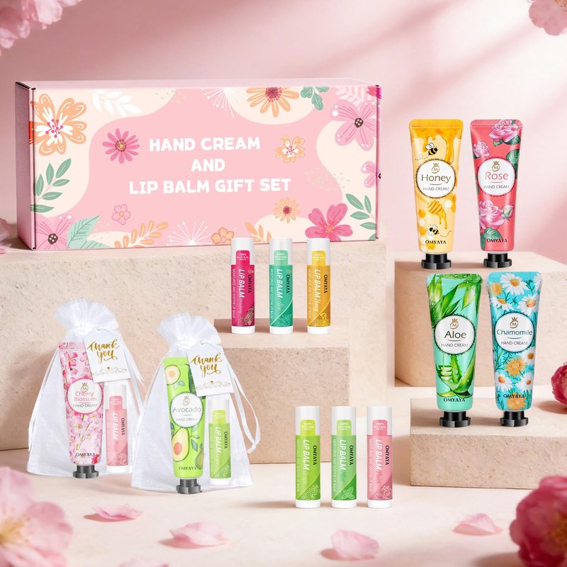Lip Balm Bulk Gift Set - Hand Cream & Thank You Card | Perfect Teacher Appreciation & Spa Party Favors