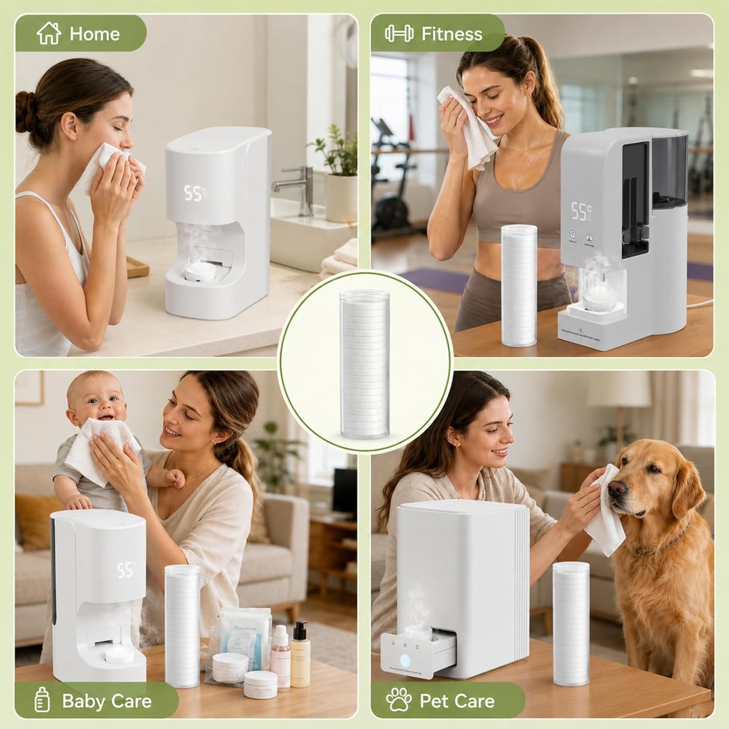 Hot Towel Dispenser Refills - 120 Pcs Disposable Compressed Face Towels for Spa & Home Use