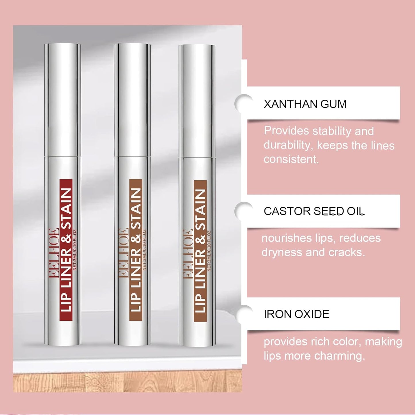Peel Off Lip Stain Tattoo Set - Waterproof Matte Lip Liner Pencil | 3 Colors, Transfer-Proof Removable Formula