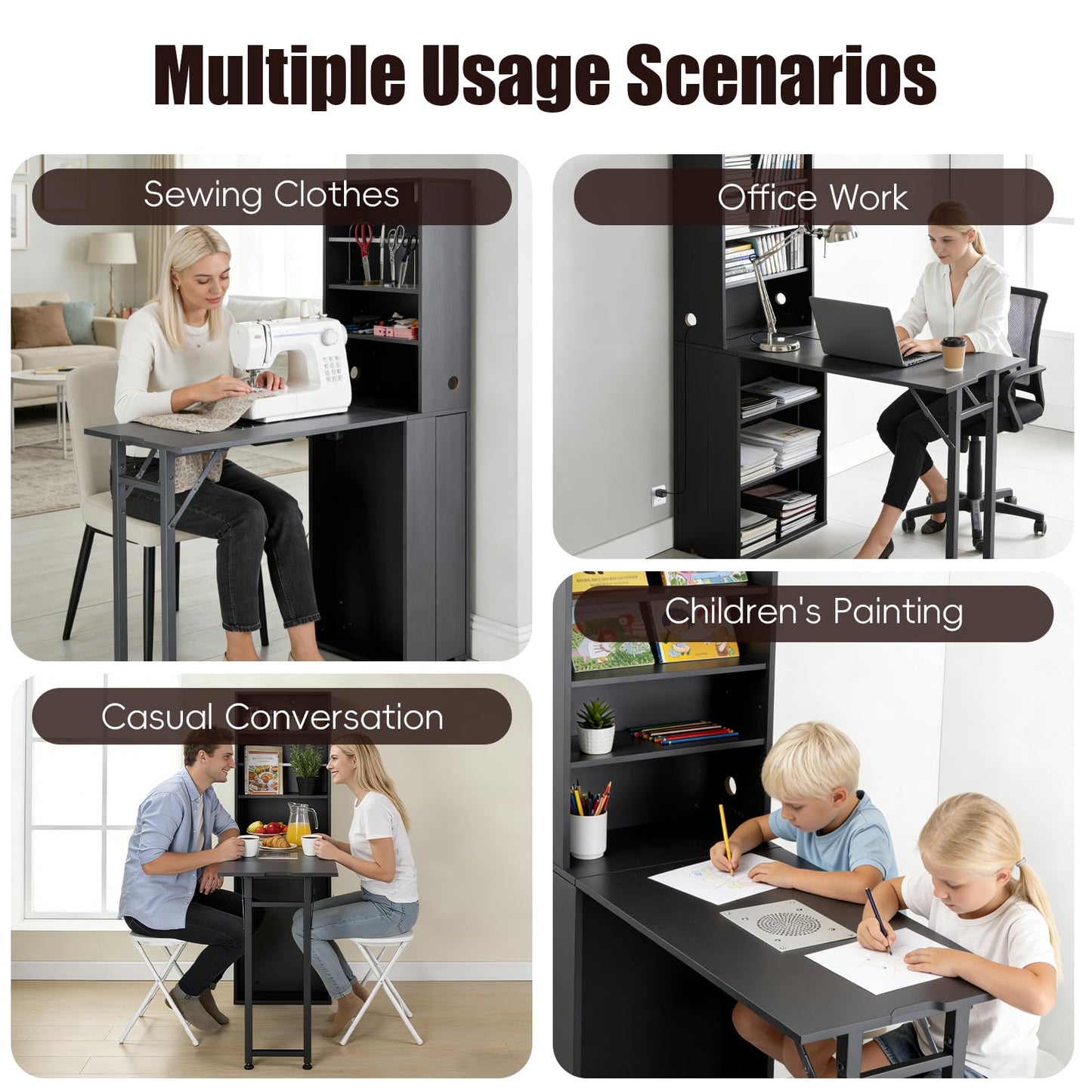 LOVEVLOGY Lovelogy Professional Portable & Foldable Nail Desk with Dust Collector Wall Mount Manicure Table with Storage Nail Cabinet with Hand Rest，Black