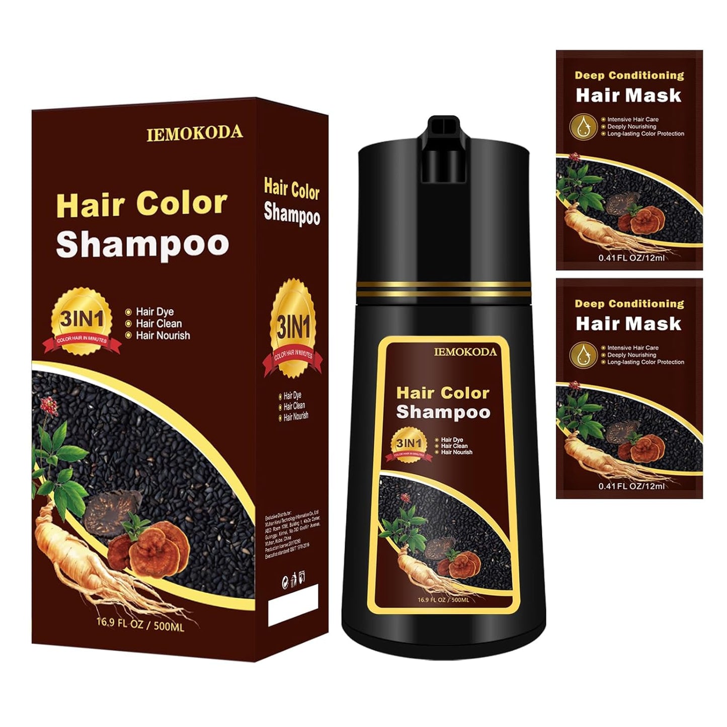 3-in-1 Hair Dye for Men & Women | Long-Lasting Gray Coverage, Natural Color in Minutes - 16.9 Fl Oz