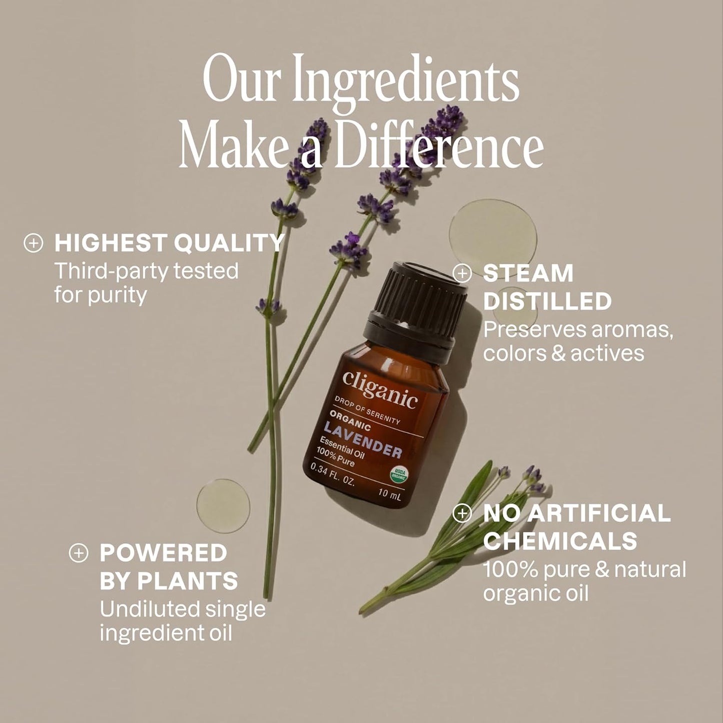 Cliganic Organic Lavender Essential Oil - 100% Pure Aromatherapy Oil | Non-GMO, 15ml