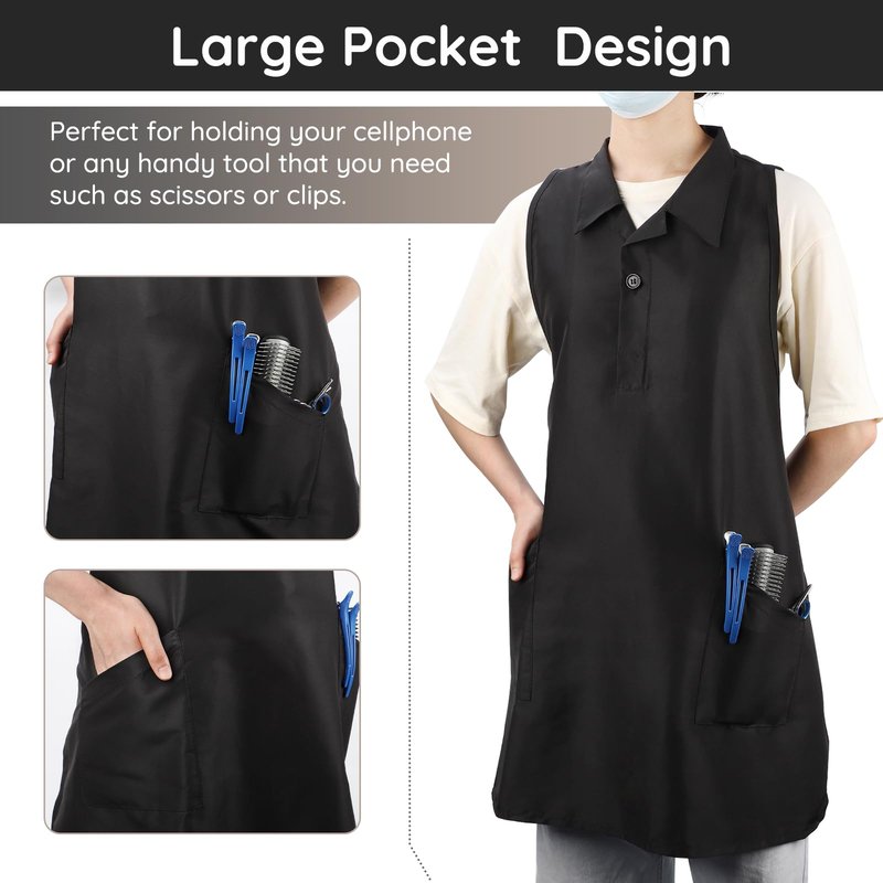 Segbeauty 2pcs Hairstylist Aprons for Women, Black Hair Stylist Salon Apron with Pockets, Professional Salon SPA Hair Stylist Vest Cosmetology Barber Apron, Hairstylist Essentials Supplies Small