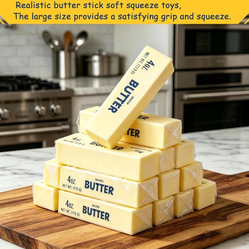 Butter Squishy Squeeze Toy - Realistic Soft Butter Stick for Stress Relief | 2-Pack