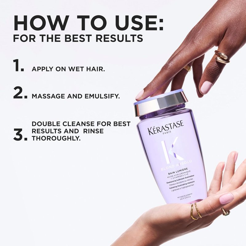 Kerastase Blond Absolu Lumière Shampoo - Illuminating Hydration for Lightened Hair | Removes Impurities & Pollution