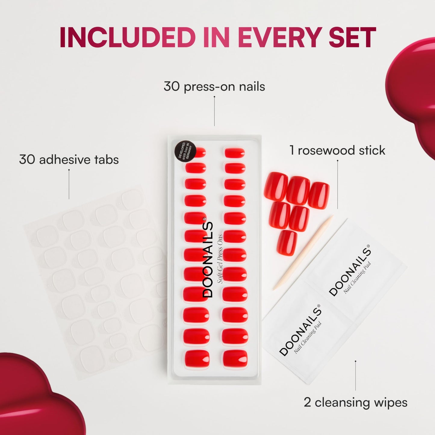 DOONAILS Soft Gel Press On Nails - 28 Pcs Kit with Stickers in 14 Sizes – Purple, Short Square – Reusable Glue On Fake Nails, Handmade & Salon-Quality Finish, Vegan & Cruelty-Free, Uñas Postizas