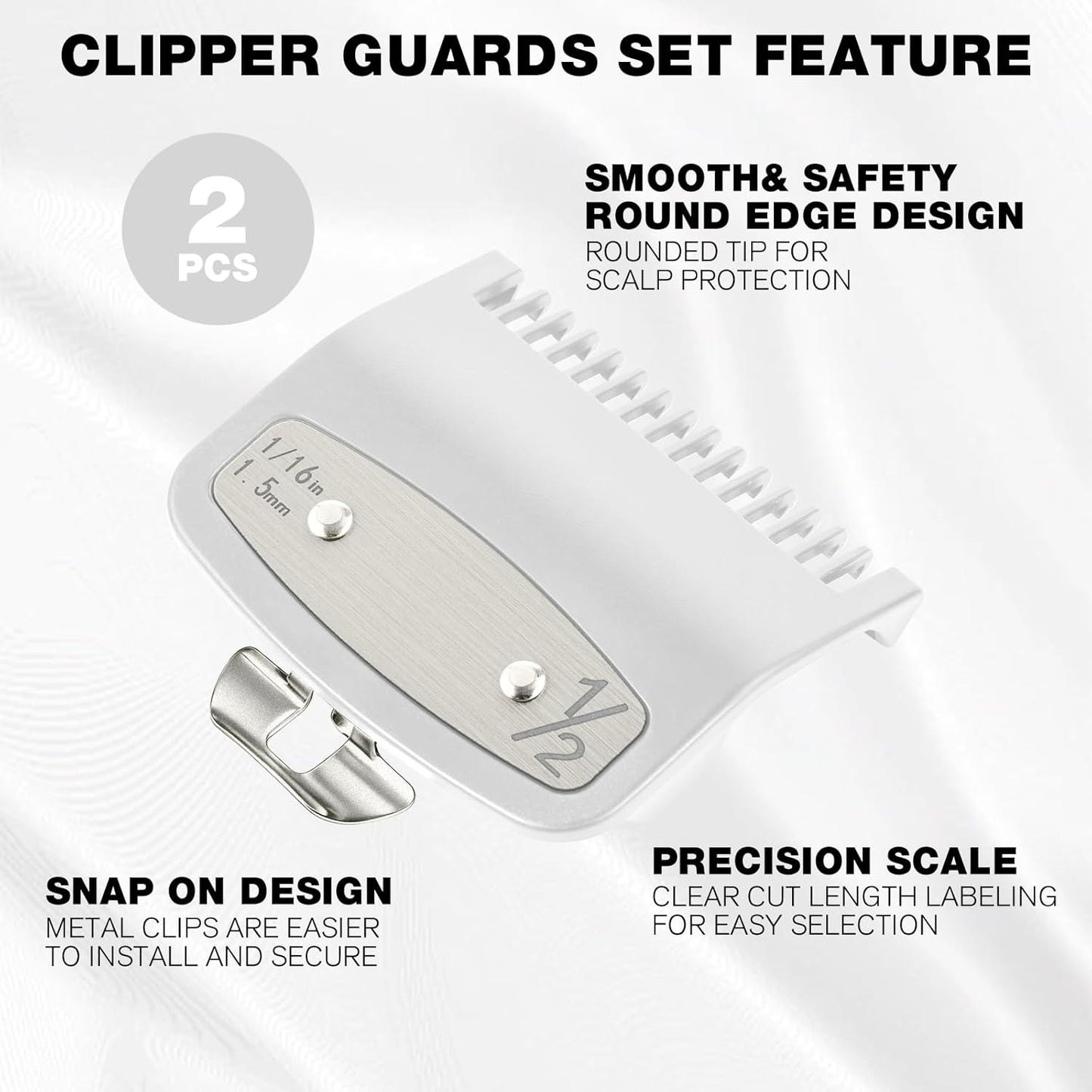 Clipper Guards Set - 2 Pack Metal Hair Clipper Guide Combs for Wahl 1/2 | Replacement Accessories for Barbers & Stylists