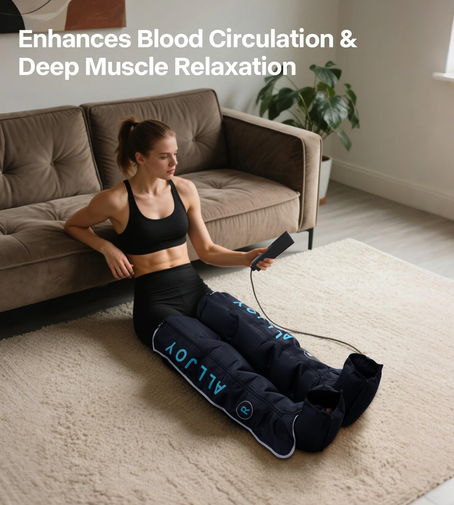 ALLJOY Pro-Grade Leg Massager Recovery Boots, Leg Compression Massager for Circulation and Pain Relief, Sequential Compression Boots for Fast Recovery, Gifts for Men Women
